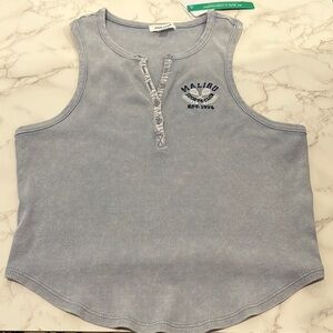 NWT Mineral Wash Button up juniors Malibu Sports Club Tank